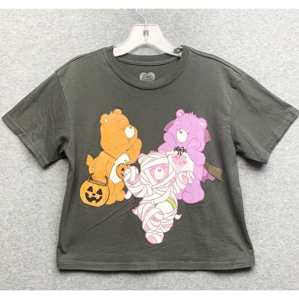 Care‎ Bears Baby Tee Size Medium Gray Kidcore Grunge Retro Nostalgia Rainbow